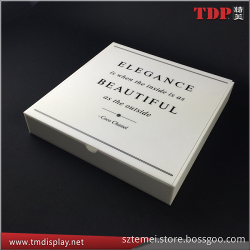 luxury hotel storage container custom white acrylic box with hinged lid